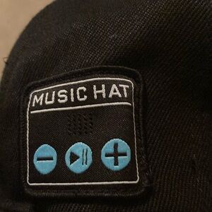 Black Music Hat with Blue Controls